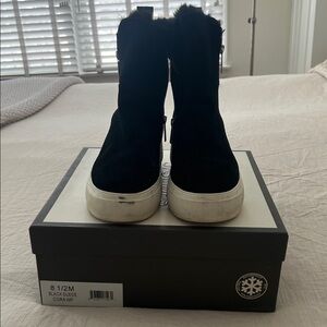 J Slides Black Suede Winter Boots